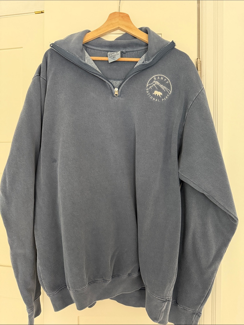 Banff National Park Men's Quarter-Zip Fleece Pullover - Dusty Blue